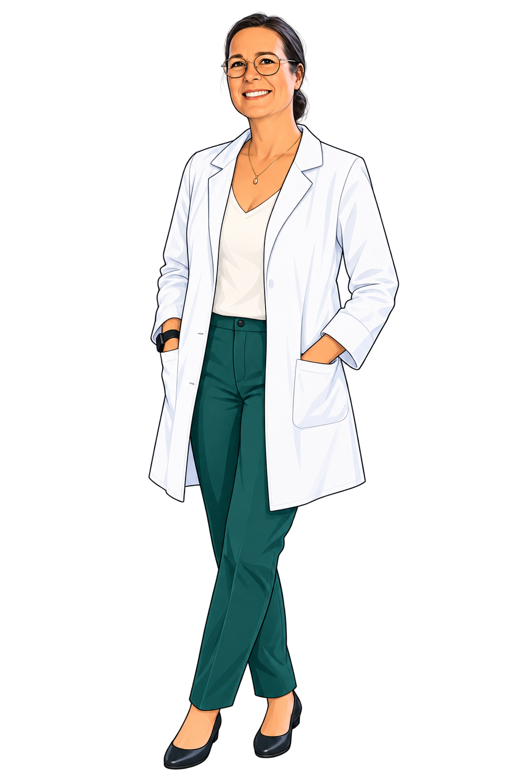 Sandra – Comic-Porträt (Vorderseite), Team der Dahlien-Apotheke